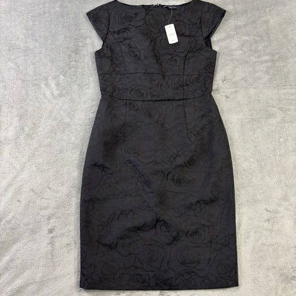 Brooks Brothers Dresses & Skirts - Brooks Brothers Dress 4 Black Cap Sleeve Rose Shift Career Boat Neck NWT $149.50